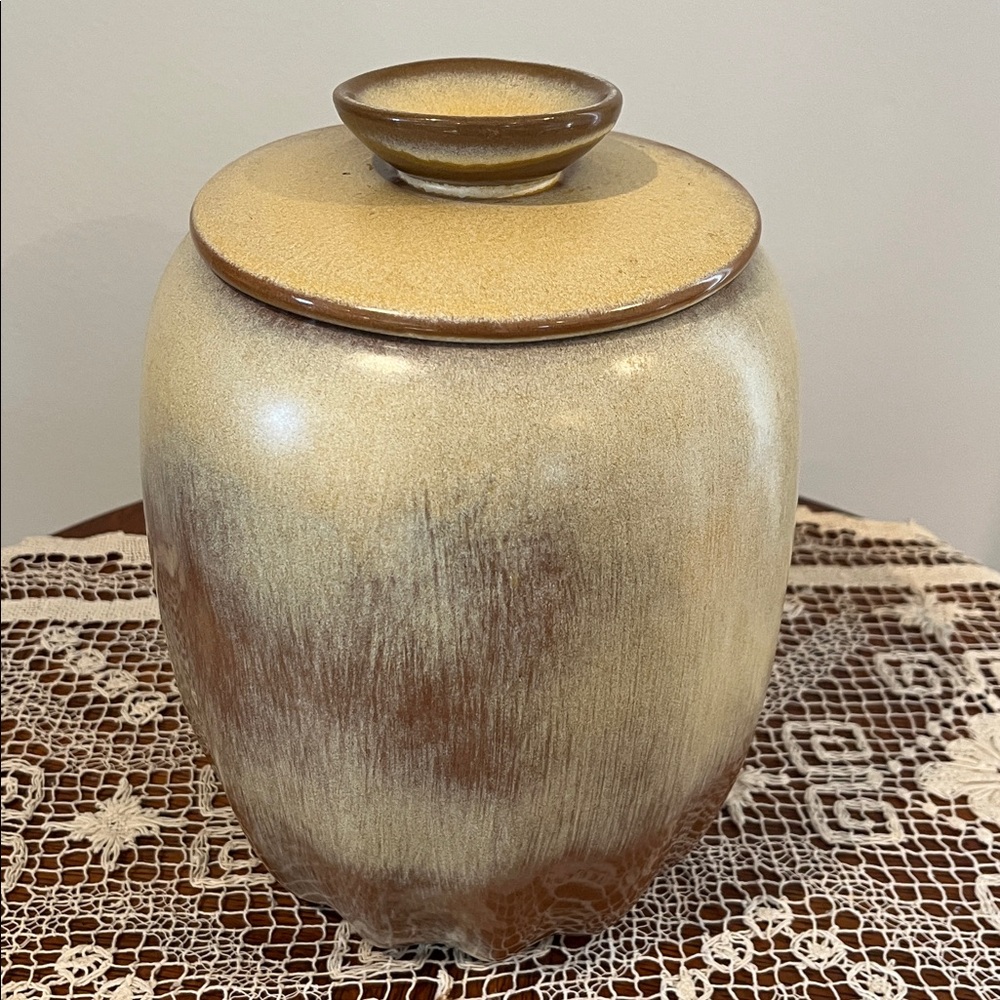 VTG Frankoma Pottery Large Ceramic Cookie Jar Canister w/Lid Southwestern Decor